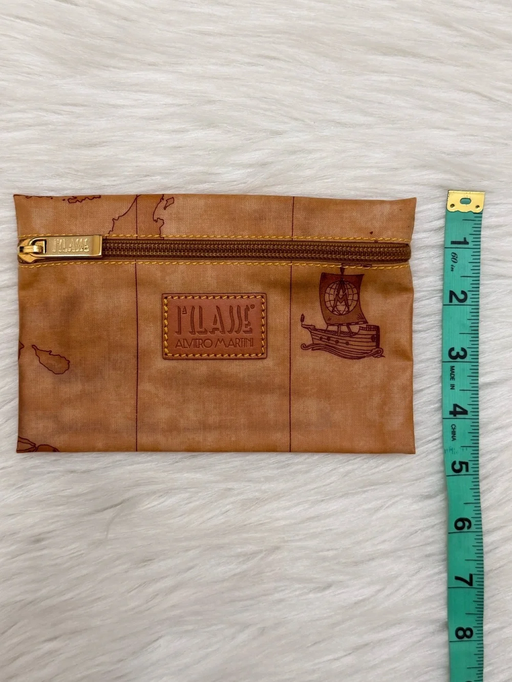 ALVIERO MARTINI - PRIMA CLASSE BROWN TAN NYLON ZIP POUCH TOILETRY BAG